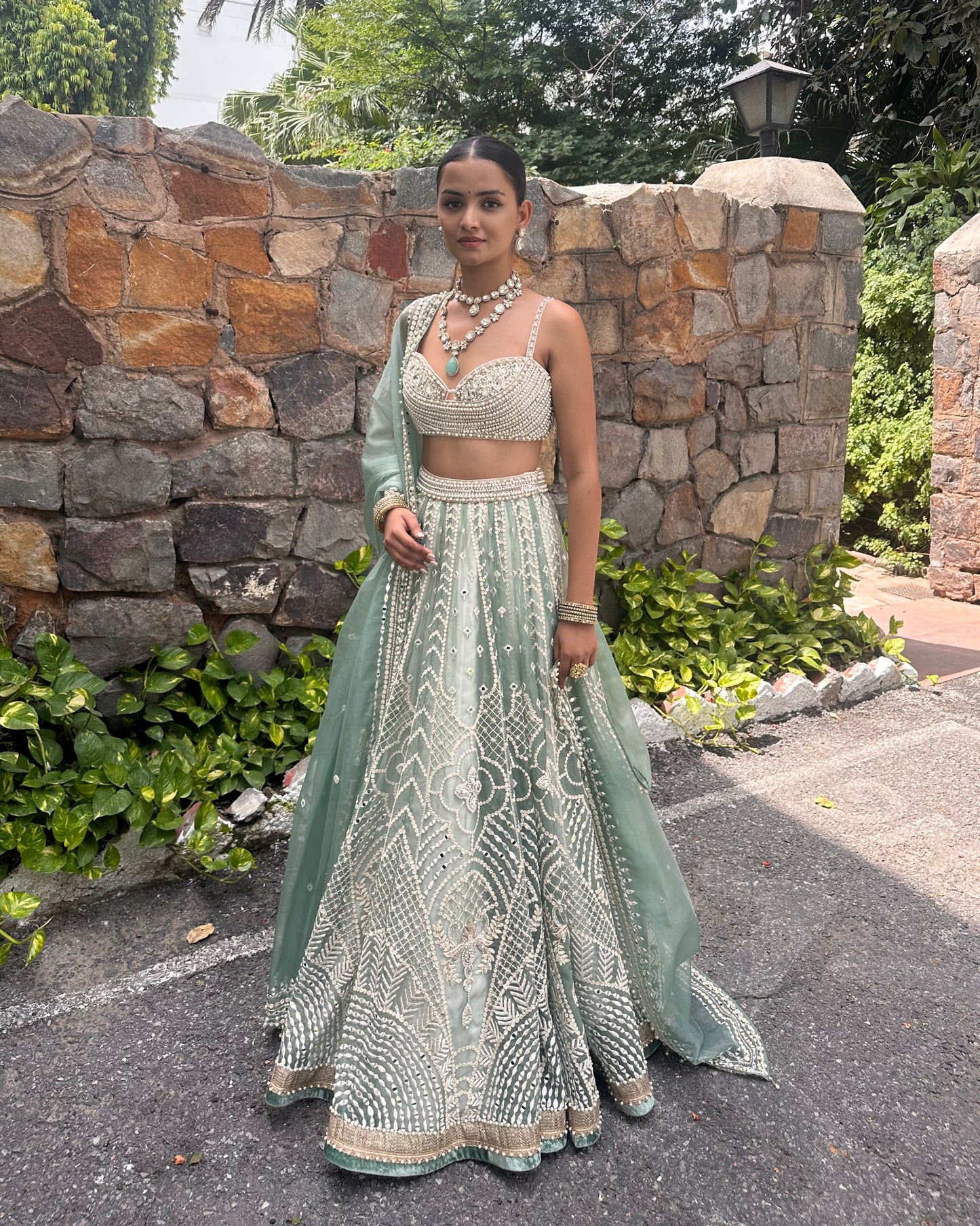 Jade trellis lehenga