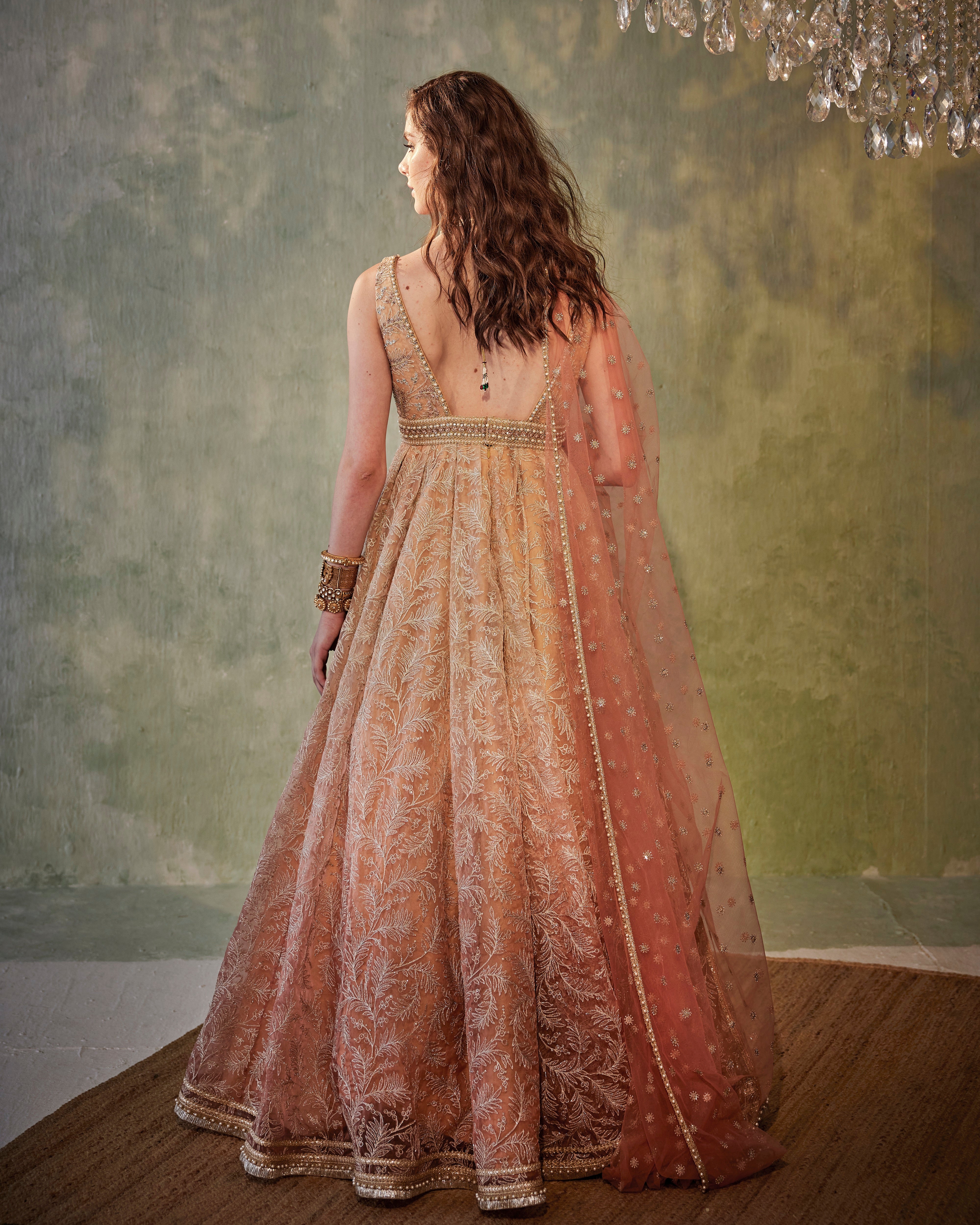 Ombré leaves anarkali