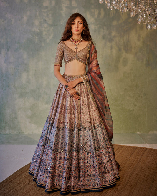 Ajrakh print lehenga