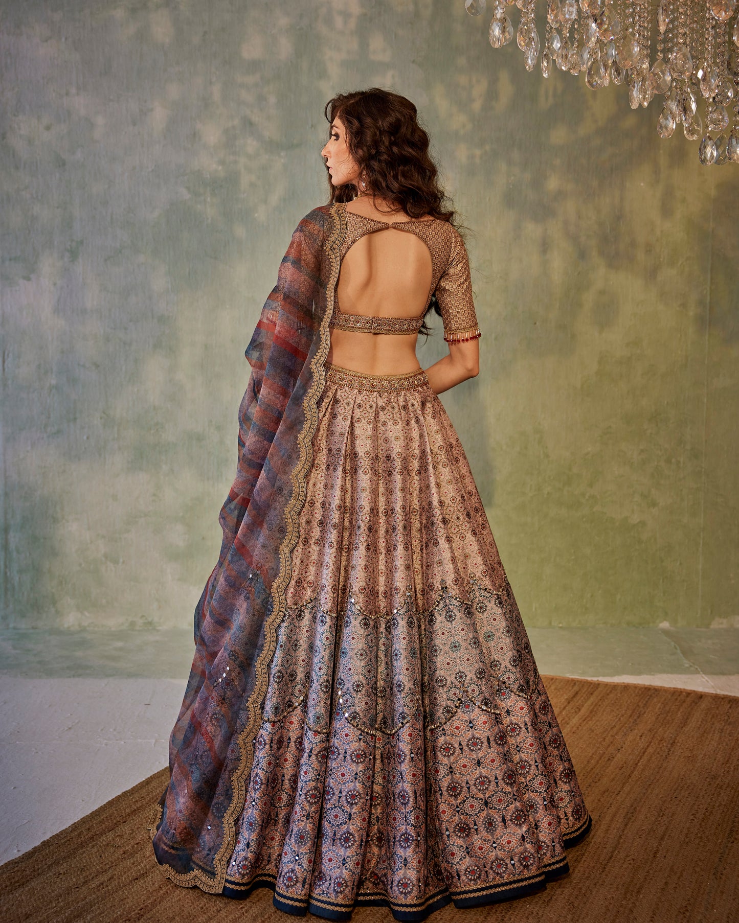 Ajrakh print lehenga