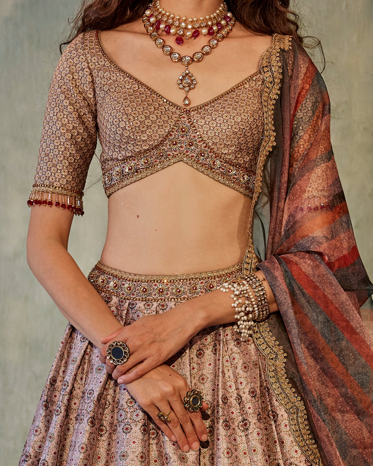 Ajrakh print lehenga