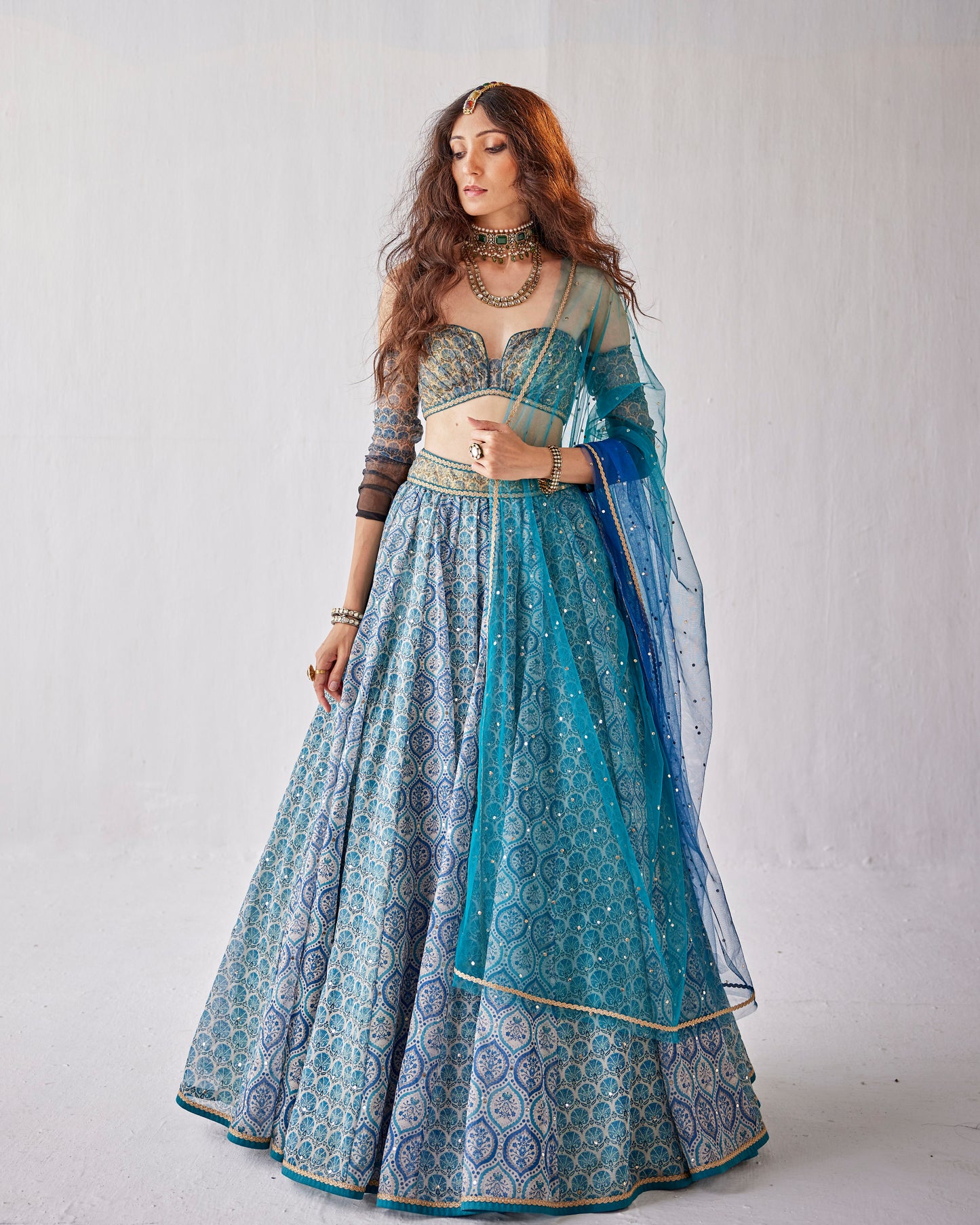 Turkish tiles print lehenga