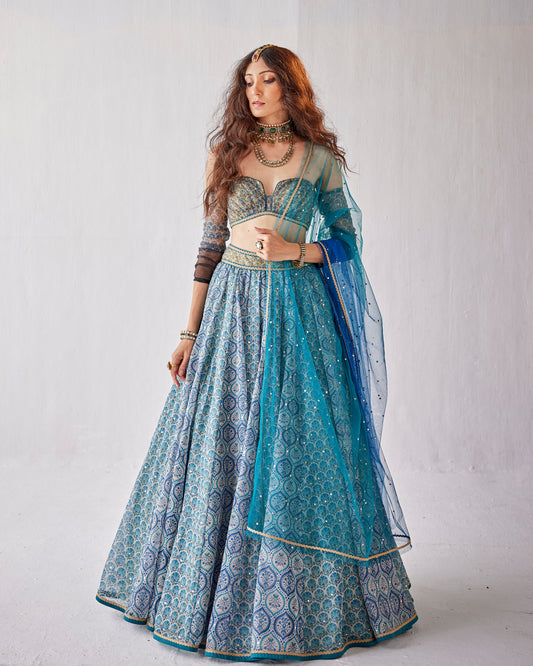 Turkish tiles print lehenga