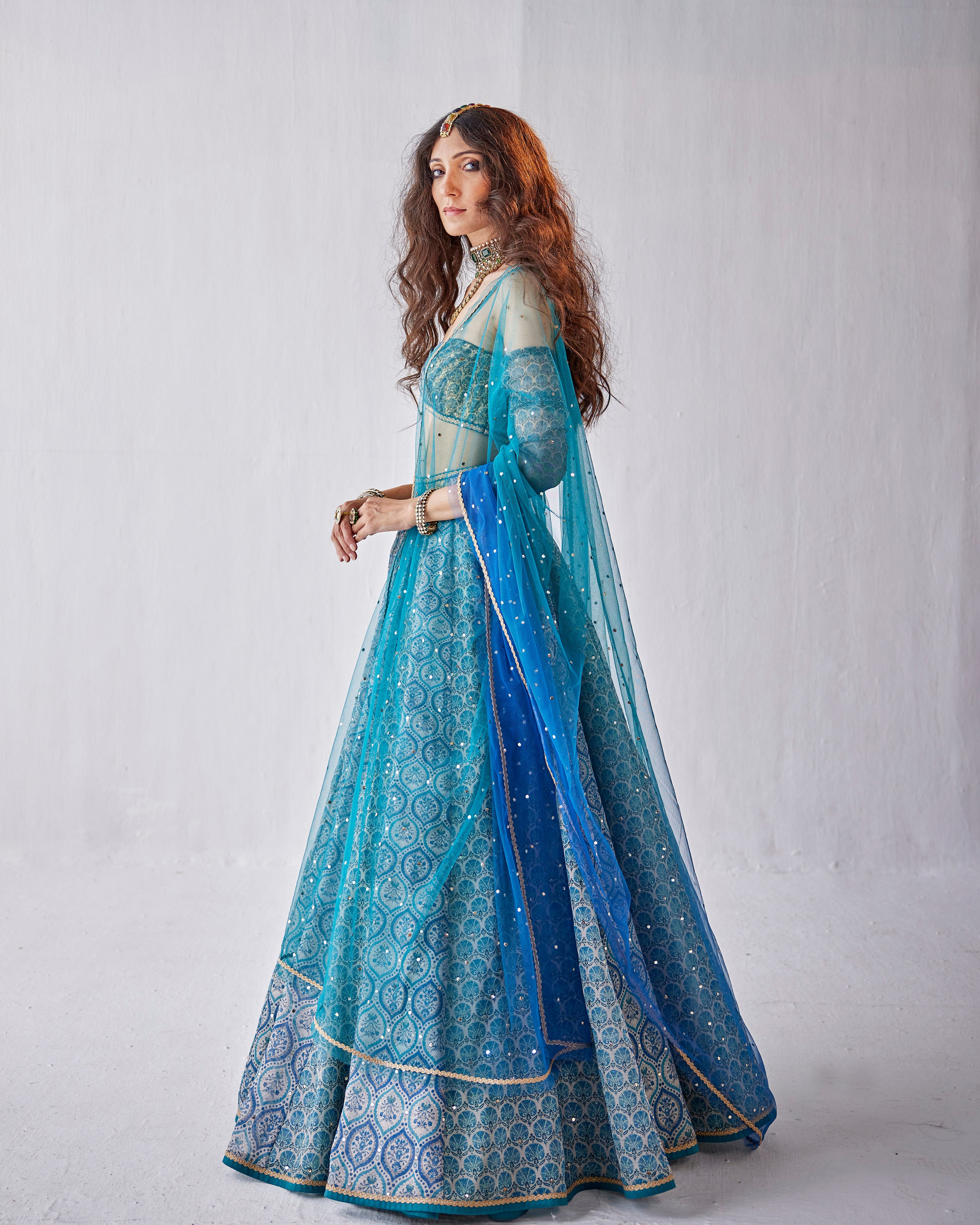 Turkish tiles print lehenga