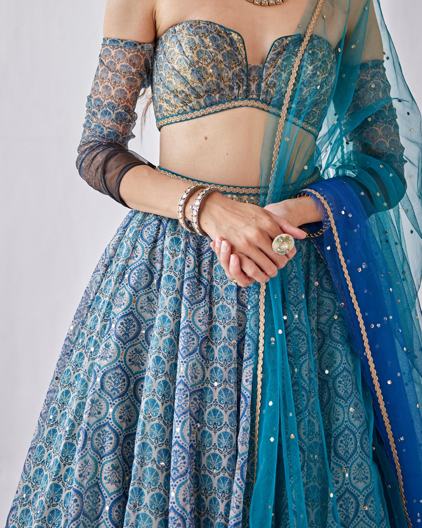 Turkish tiles print lehenga