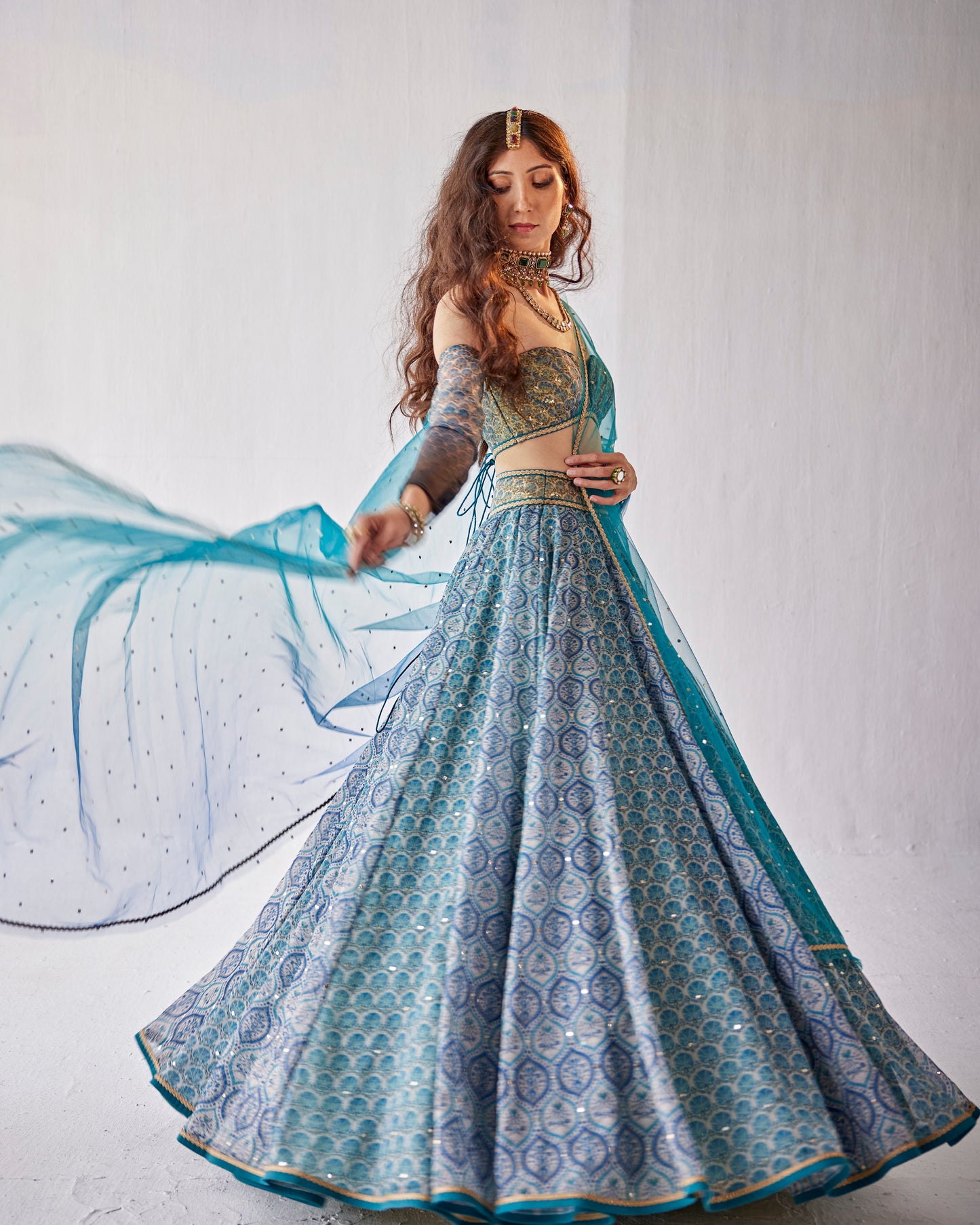 Turkish tiles print lehenga