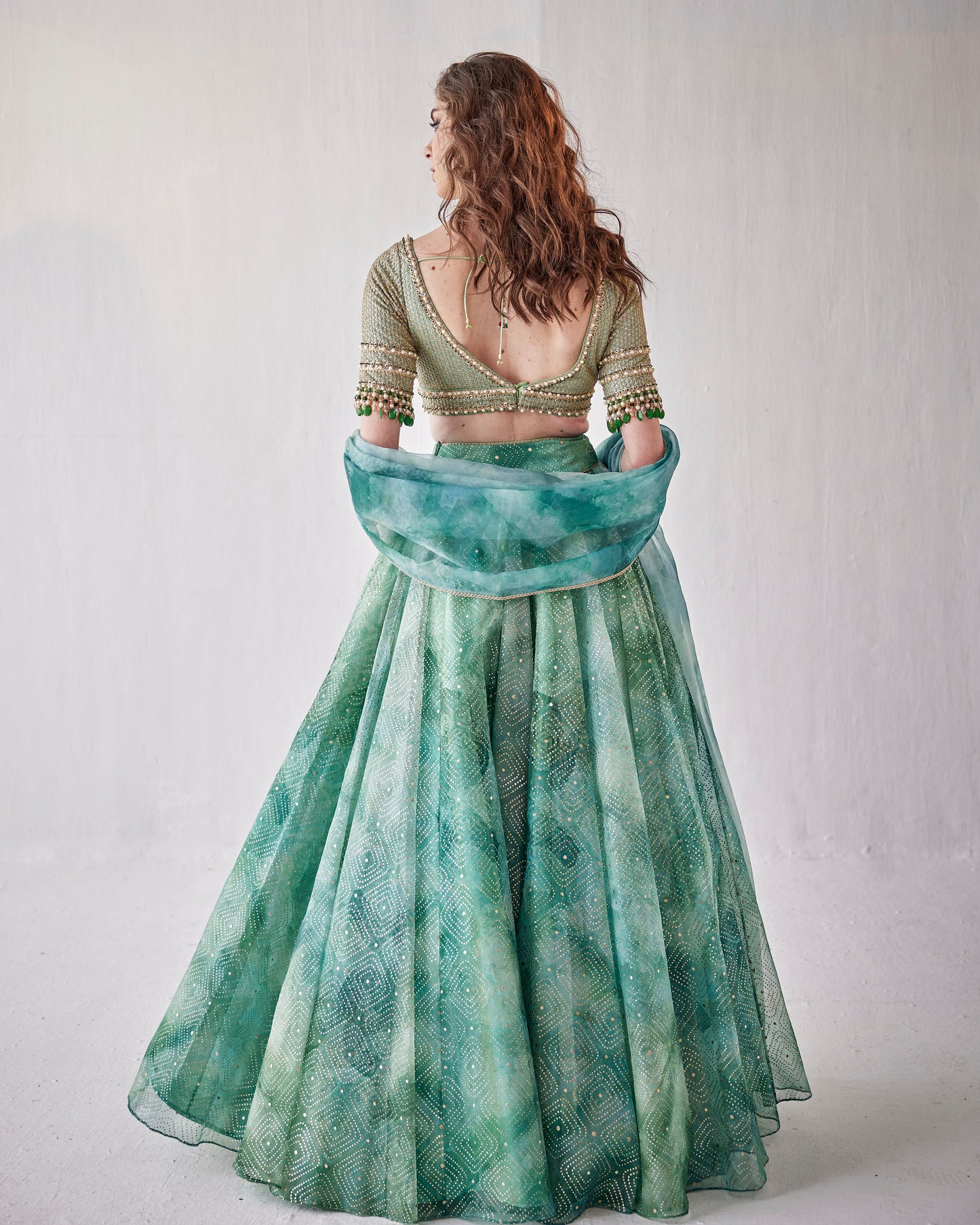 Jade stone lehenga