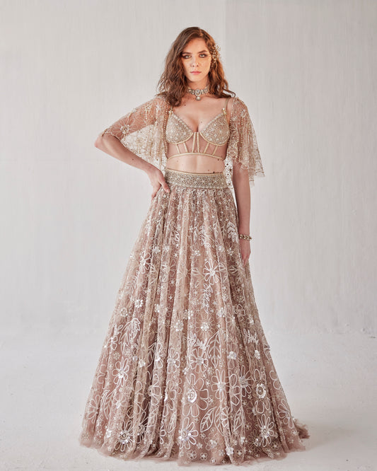 Flowerscape embroidered lehenga