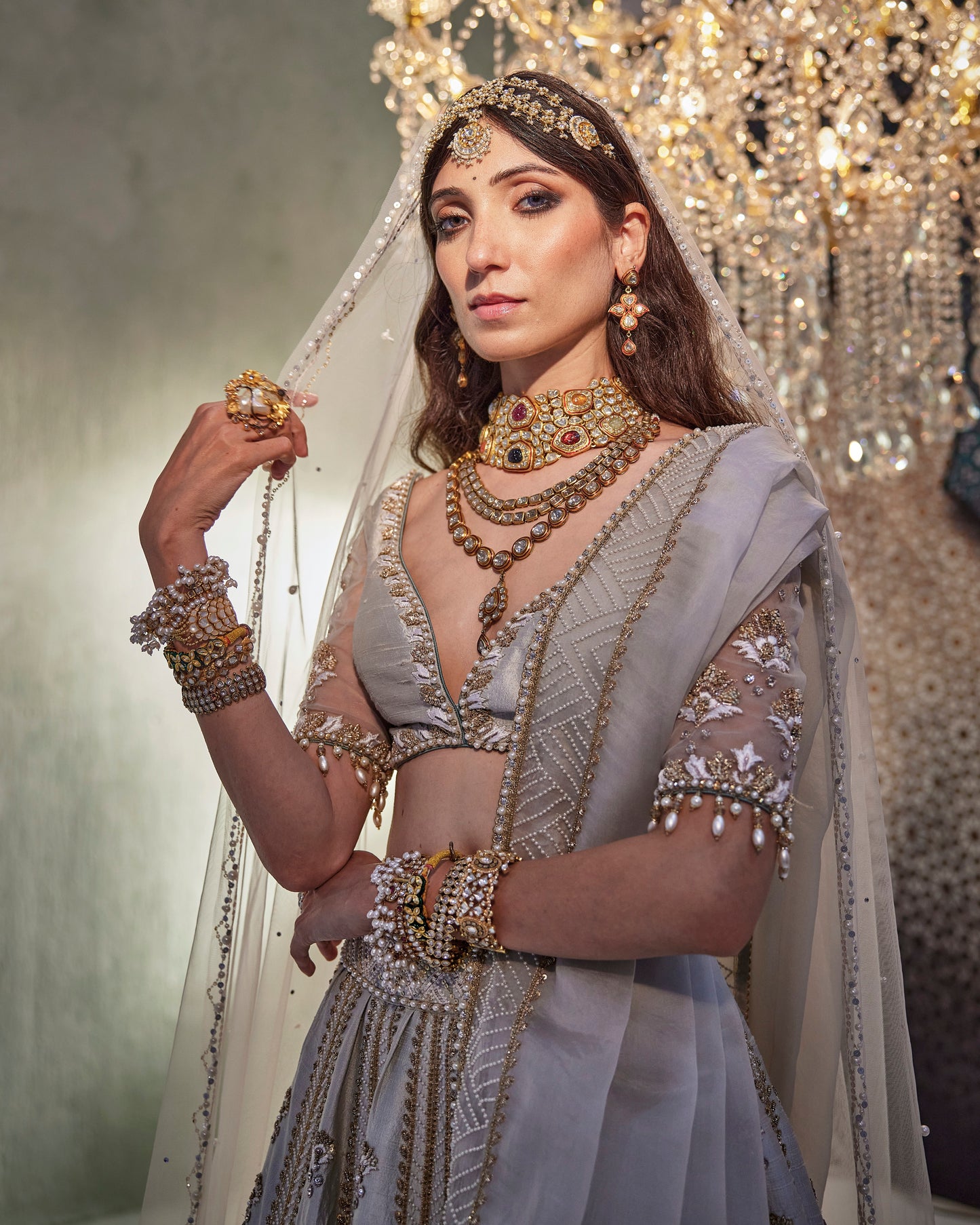 Grey bridal lehenga