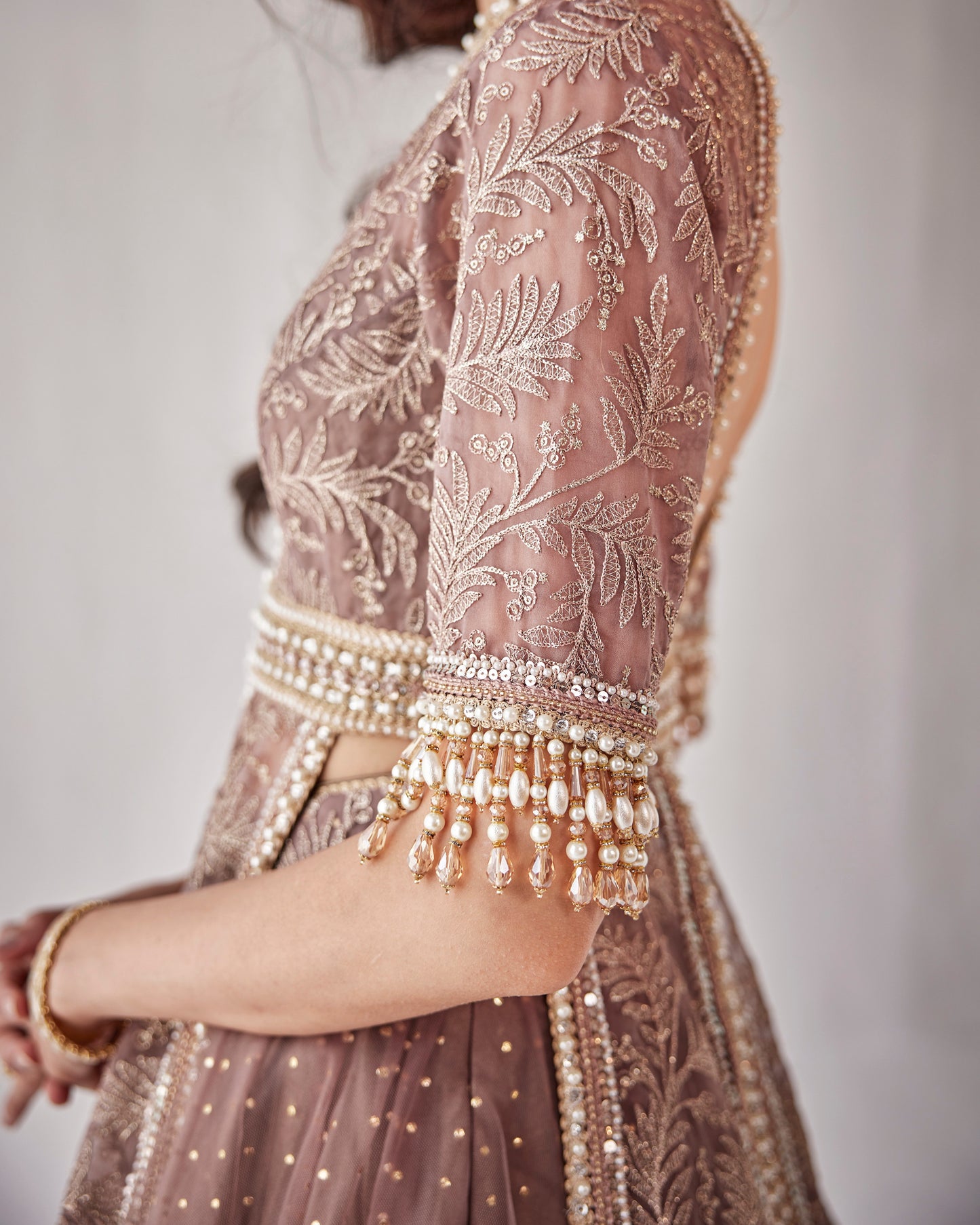 Plum wine lehenga with embroidered jacket