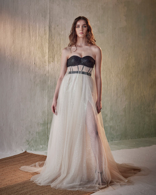 Black and ivory gown