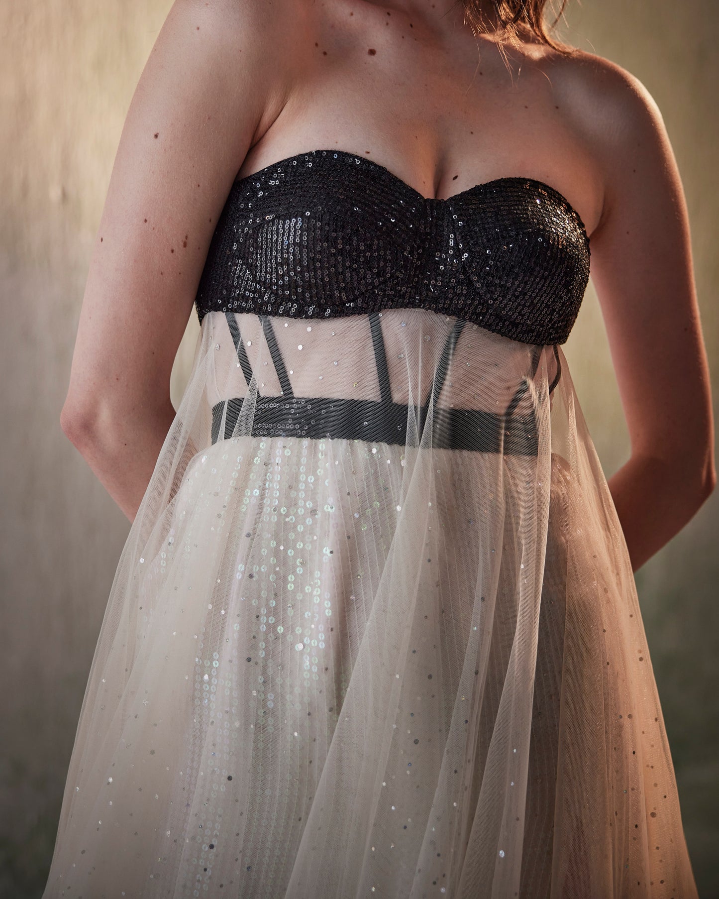 Black and ivory gown