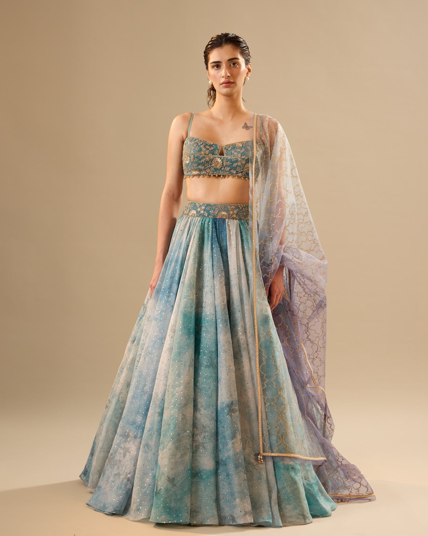 Shades of grey organza lehenga