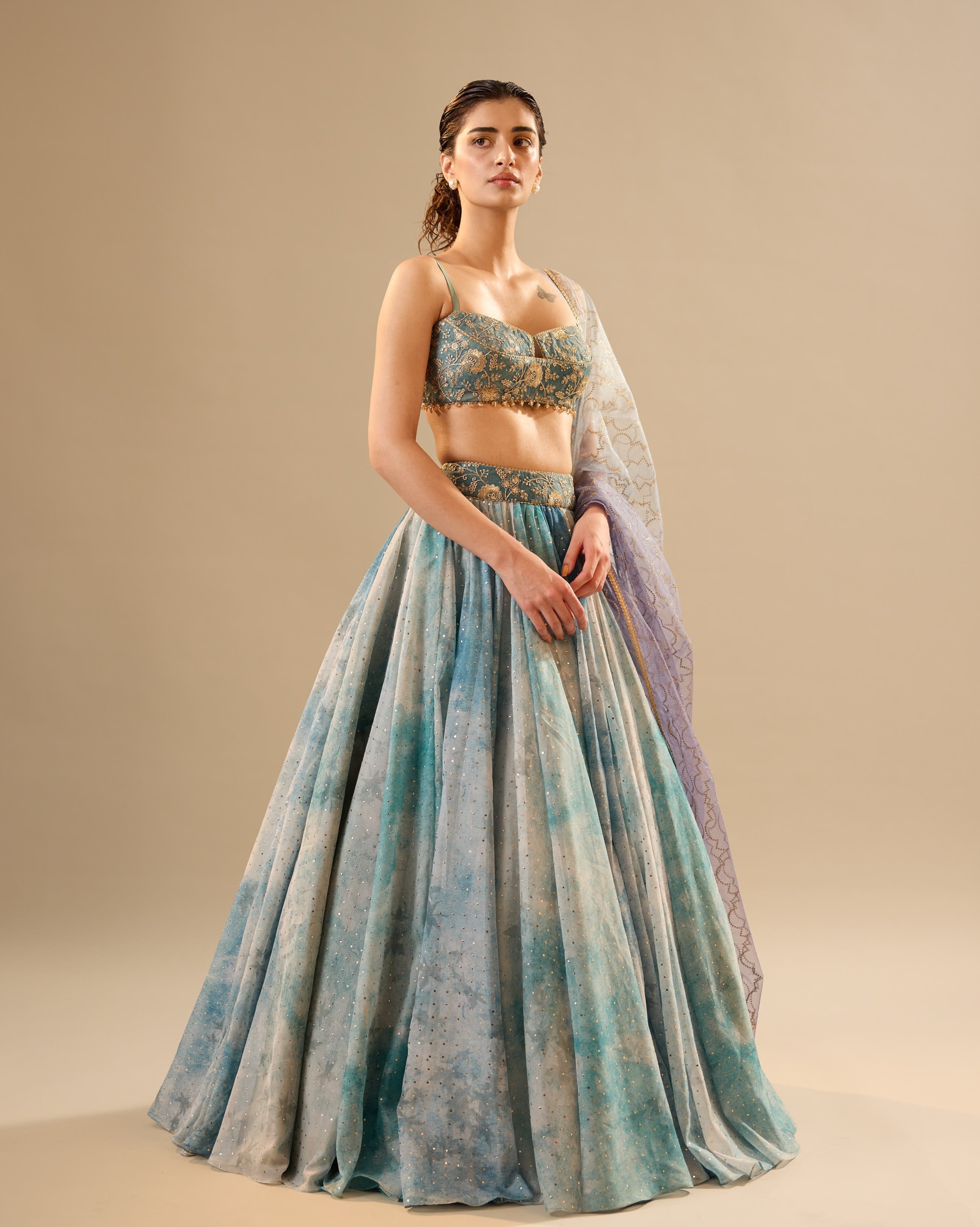 Shades of grey organza lehenga