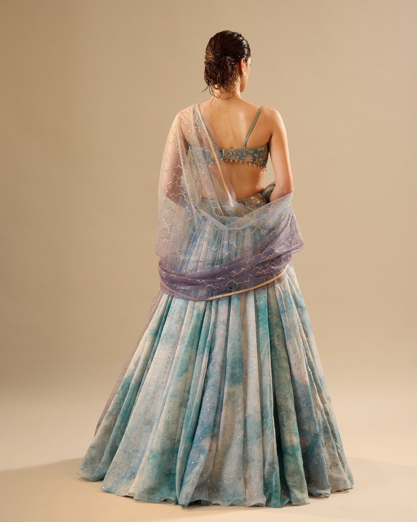 Shades of grey organza lehenga