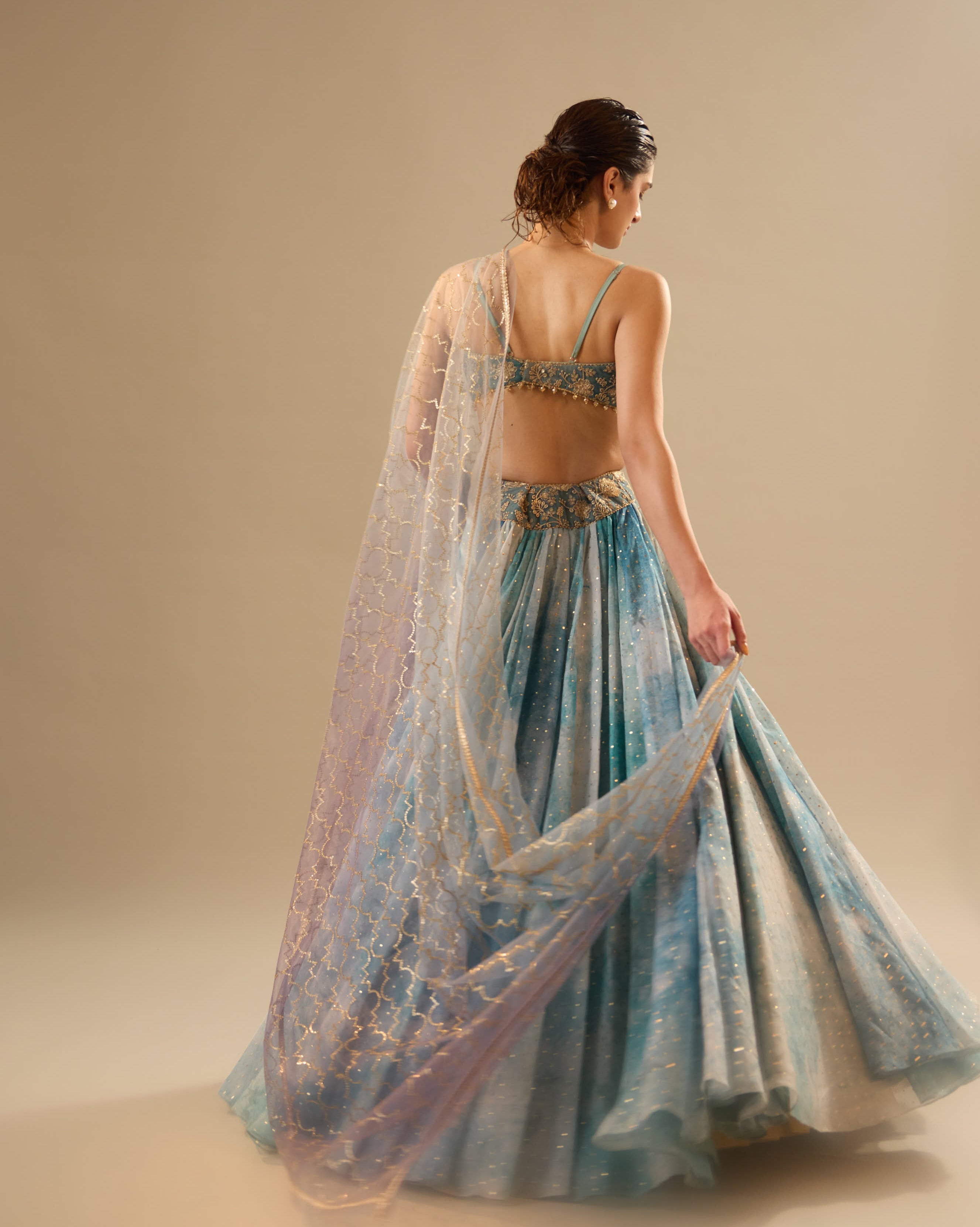 Shades of grey organza lehenga