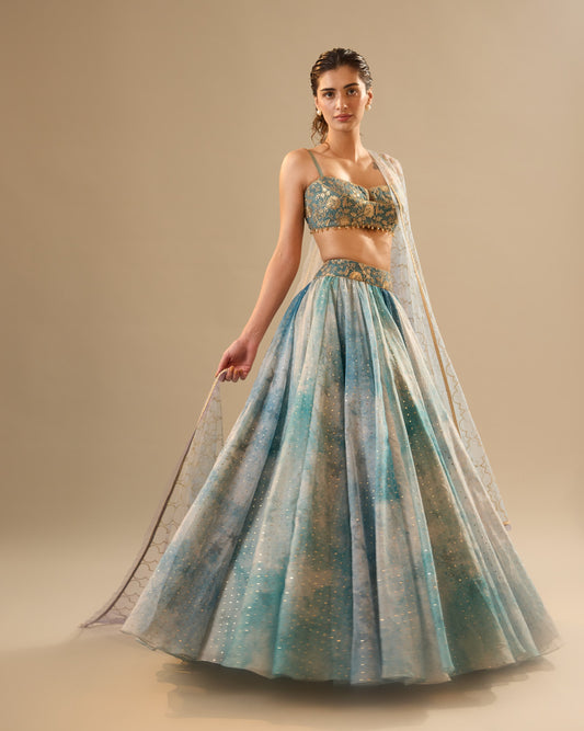 Shades of grey organza lehenga
