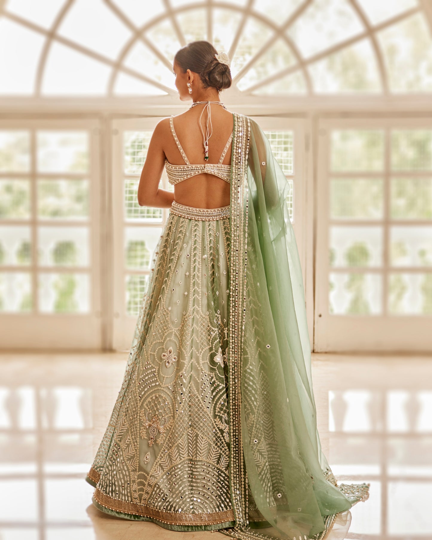 Jade trellis lehenga