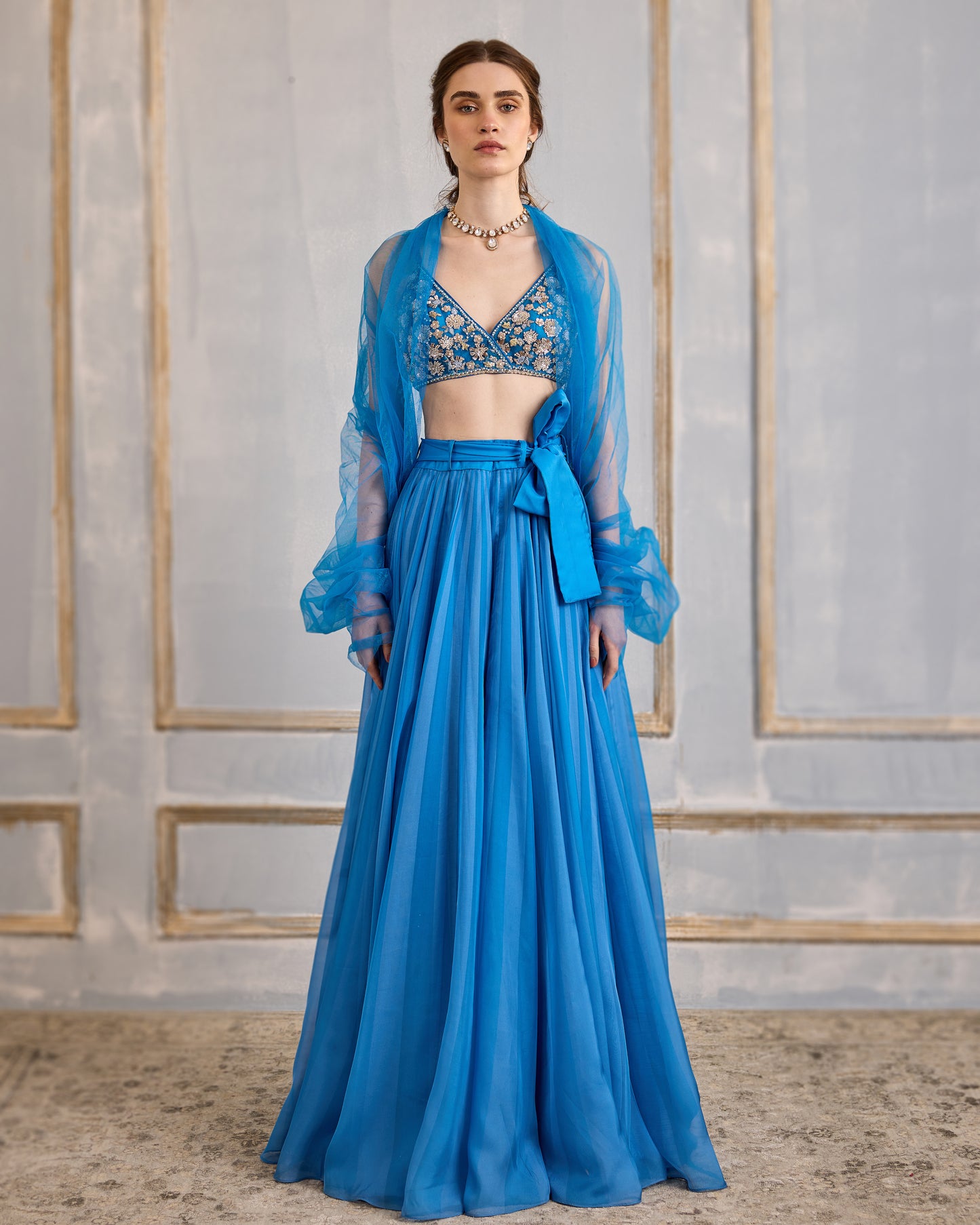 Dazzling blue skirt set