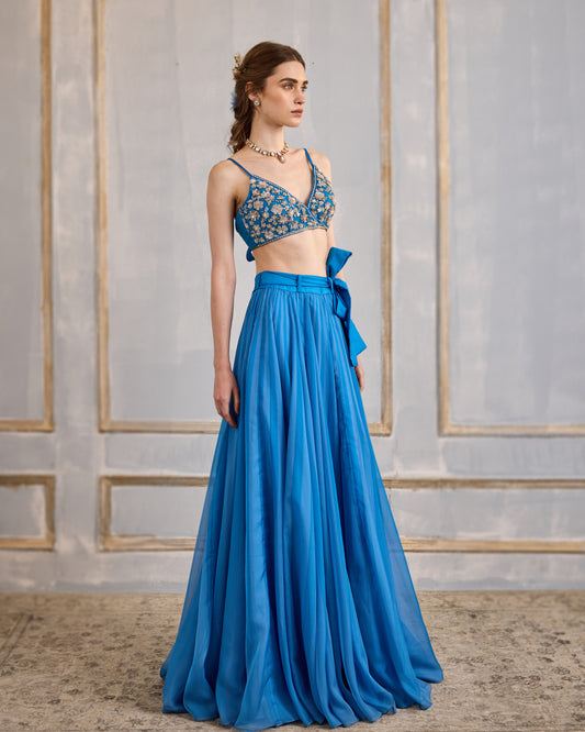 Dazzling blue skirt set