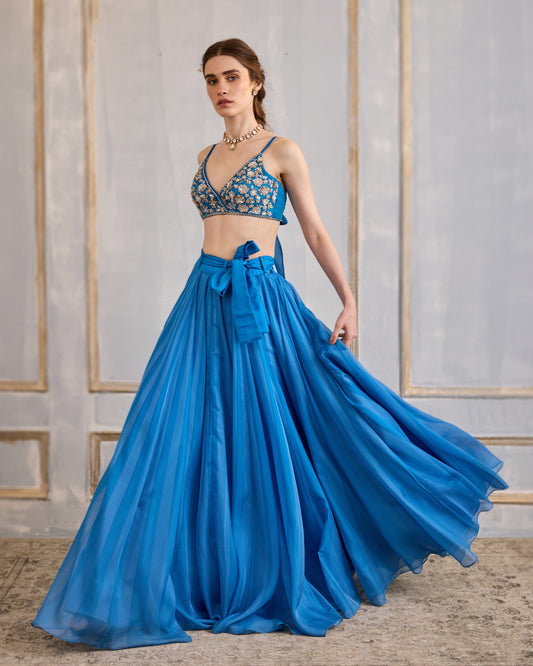 Dazzling blue skirt set