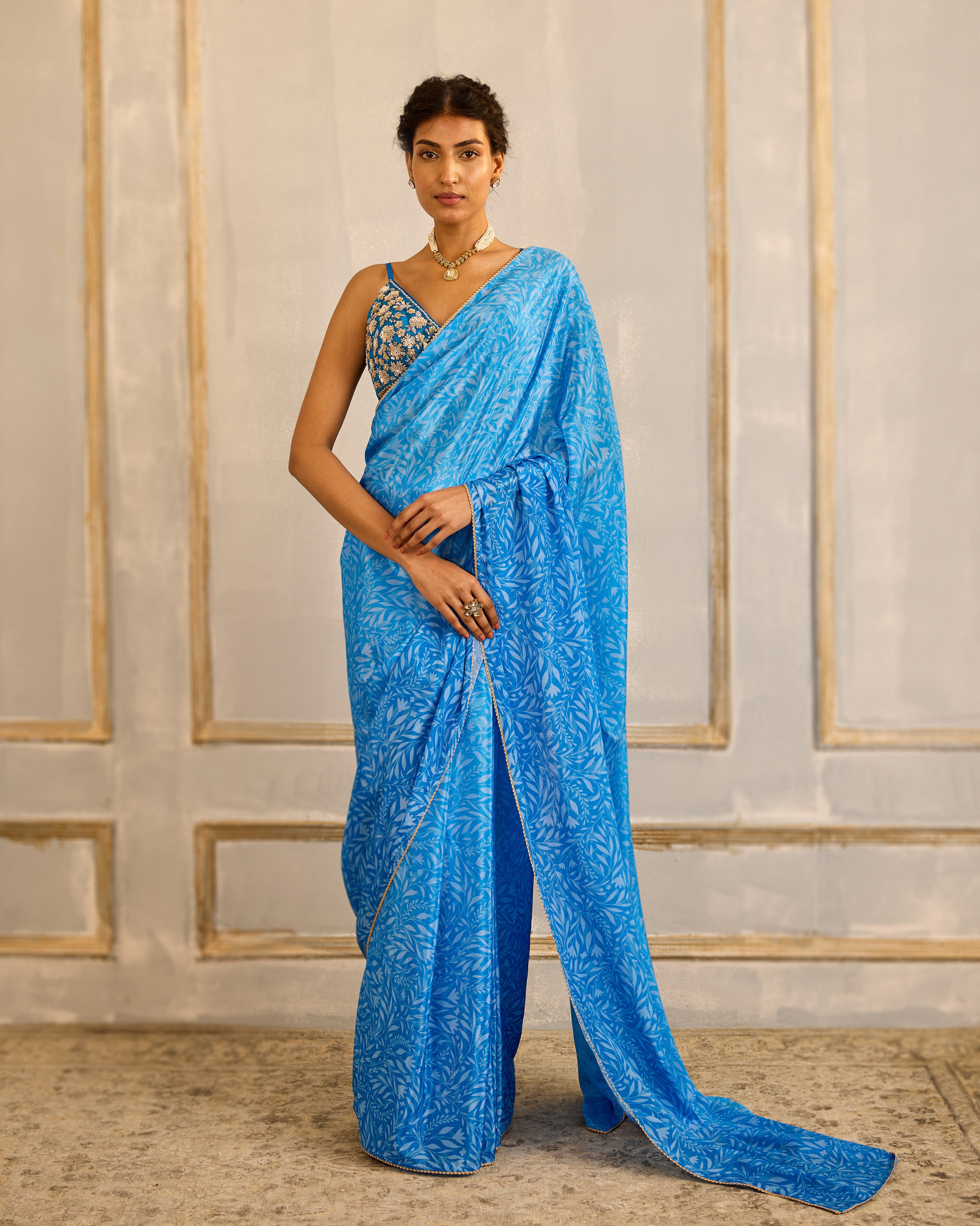 Fern print saree