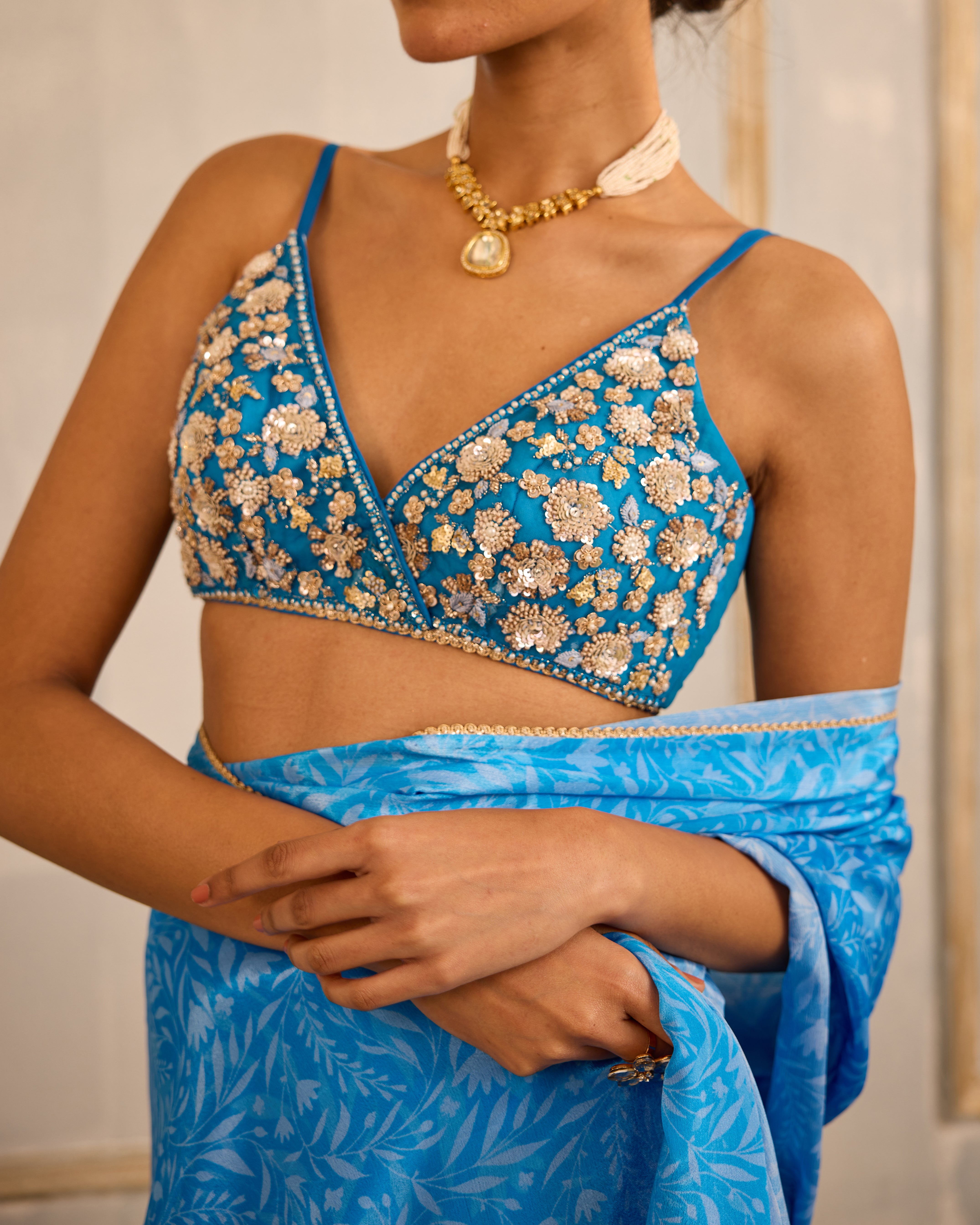Fern print saree