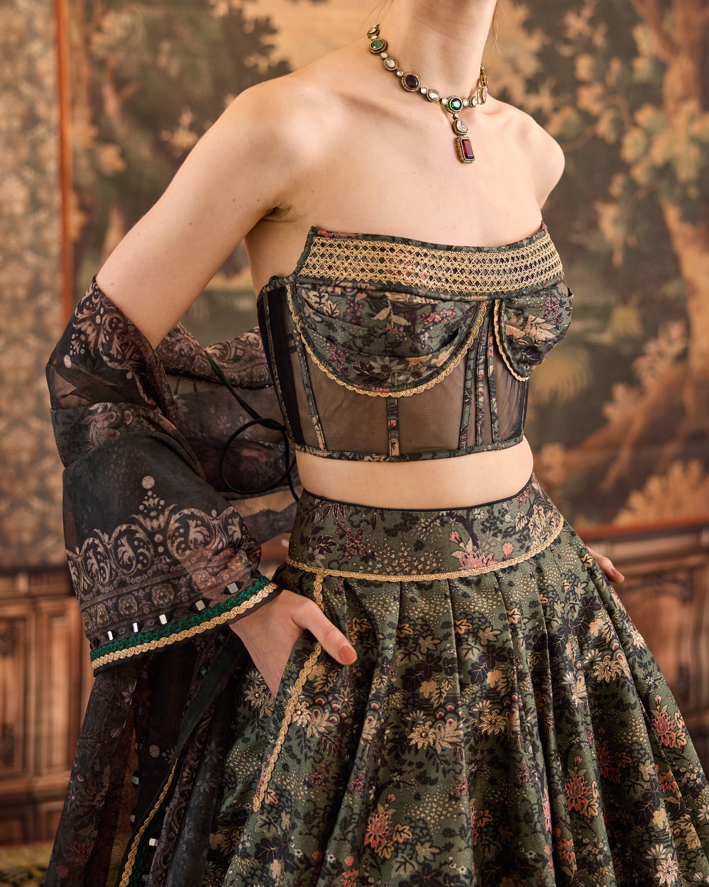 Sage woods lehenga