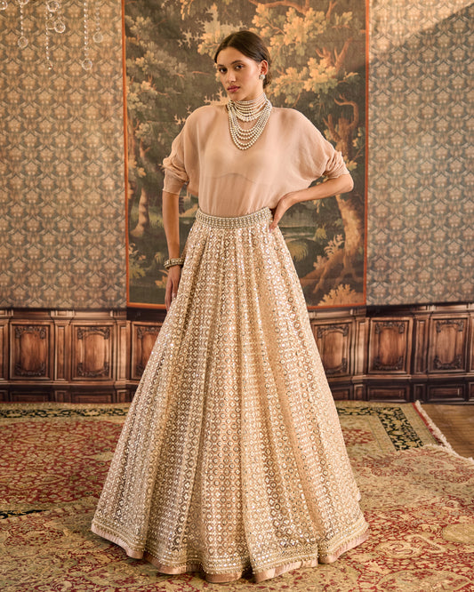 Moonlight ball lehenga with dolman sleeve top