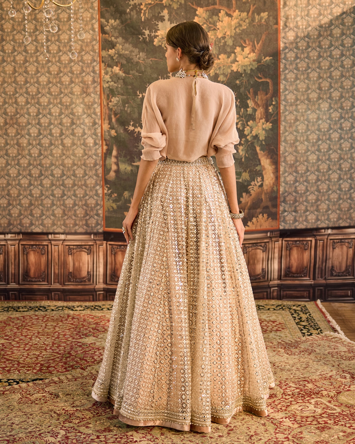 Moonlight ball lehenga with dolman sleeve top