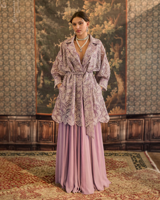 Lavender leaves jacket set