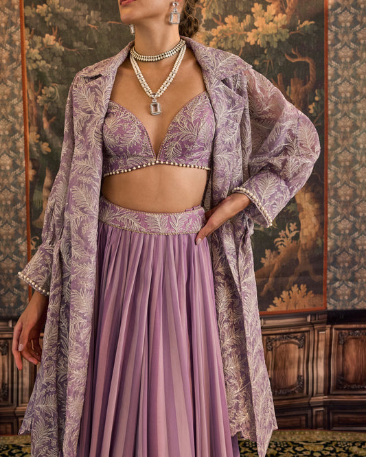 Lavender leaves jacket set