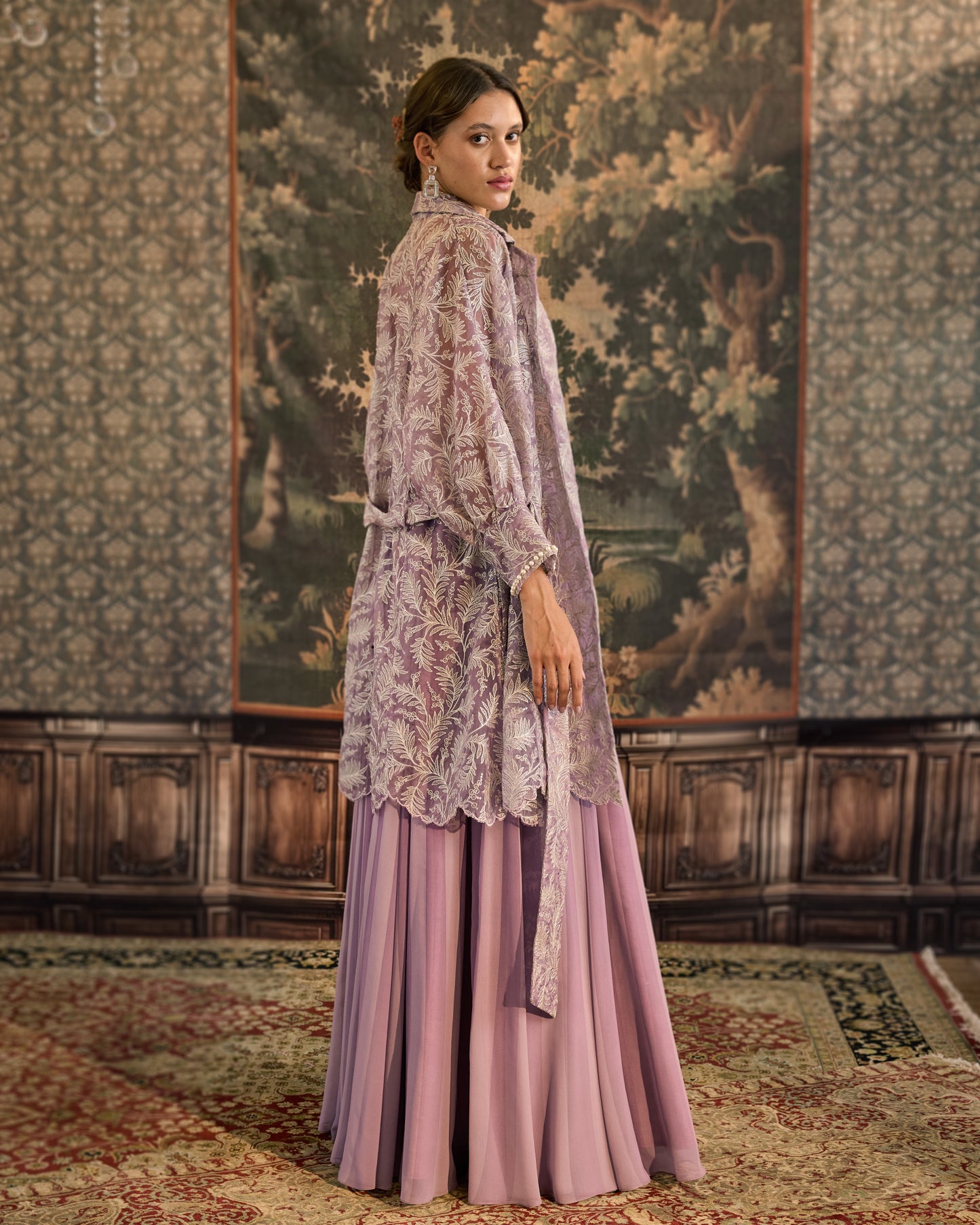 Lavender leaves jacket set