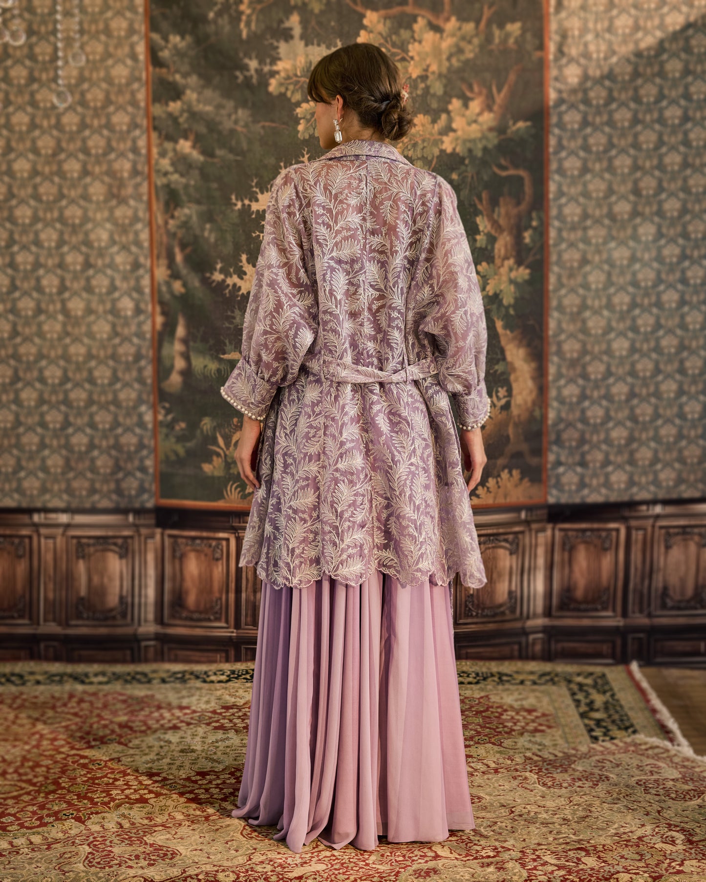 Lavender leaves jacket set