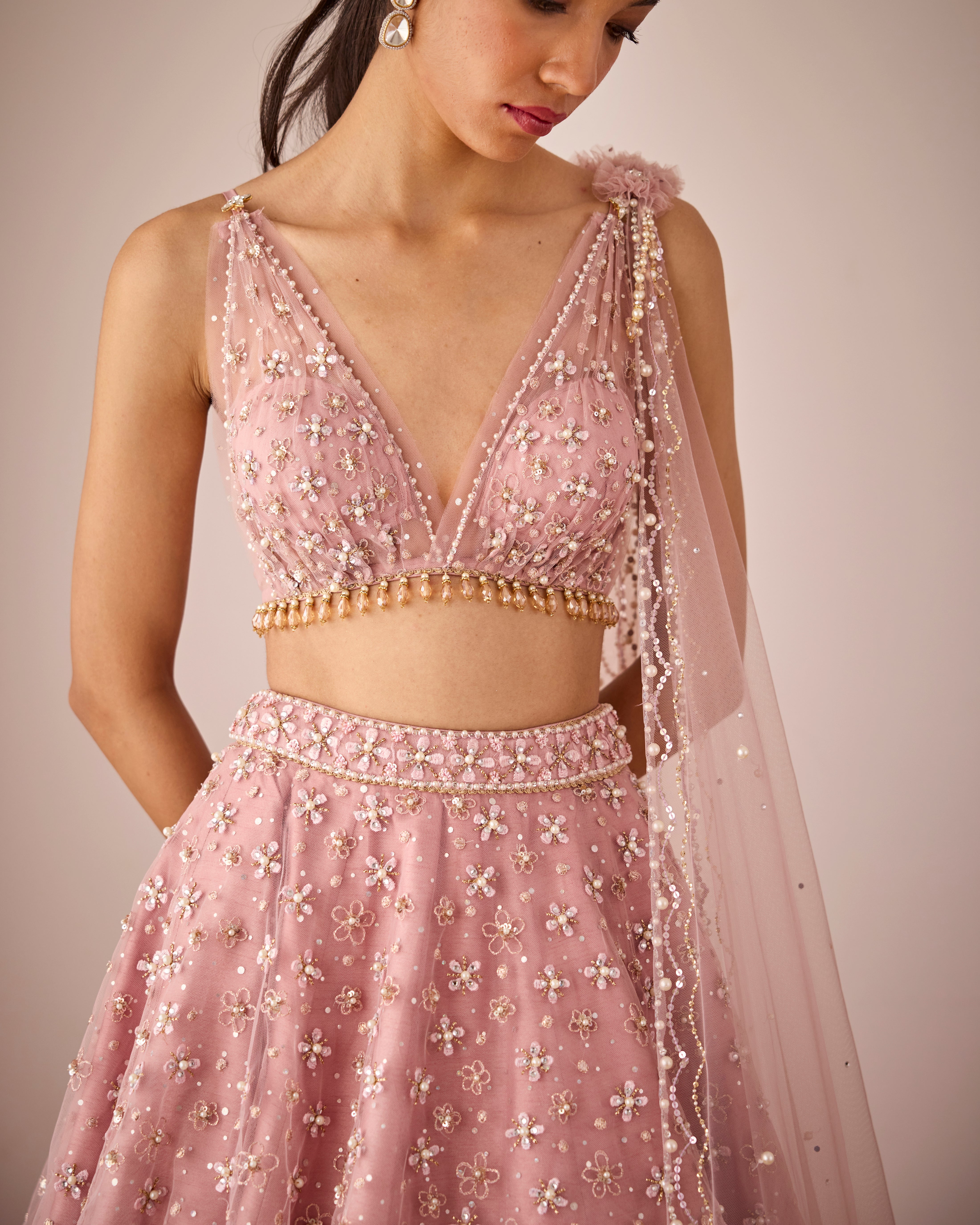 Periwinkle lehenga in dusty pink