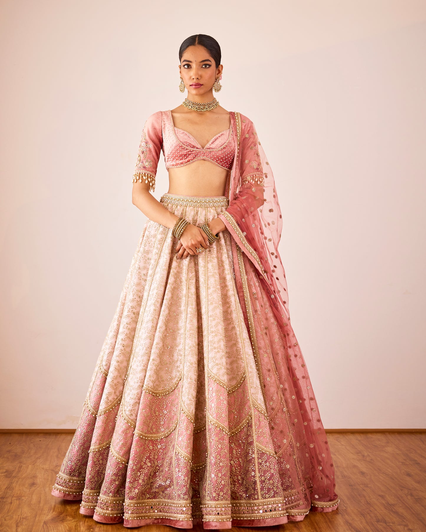 Old rose kalidaar lehenga