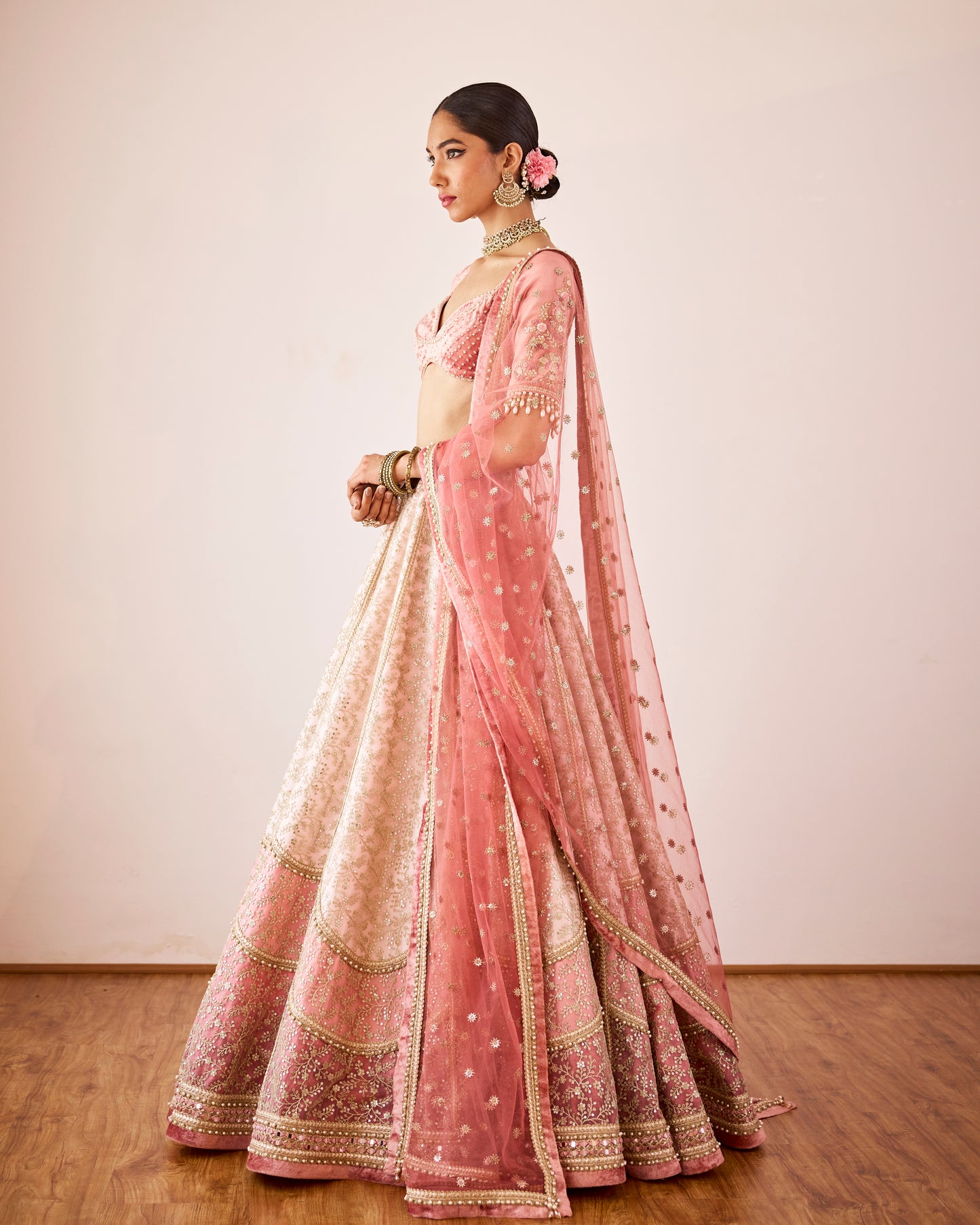 Old rose kalidaar lehenga