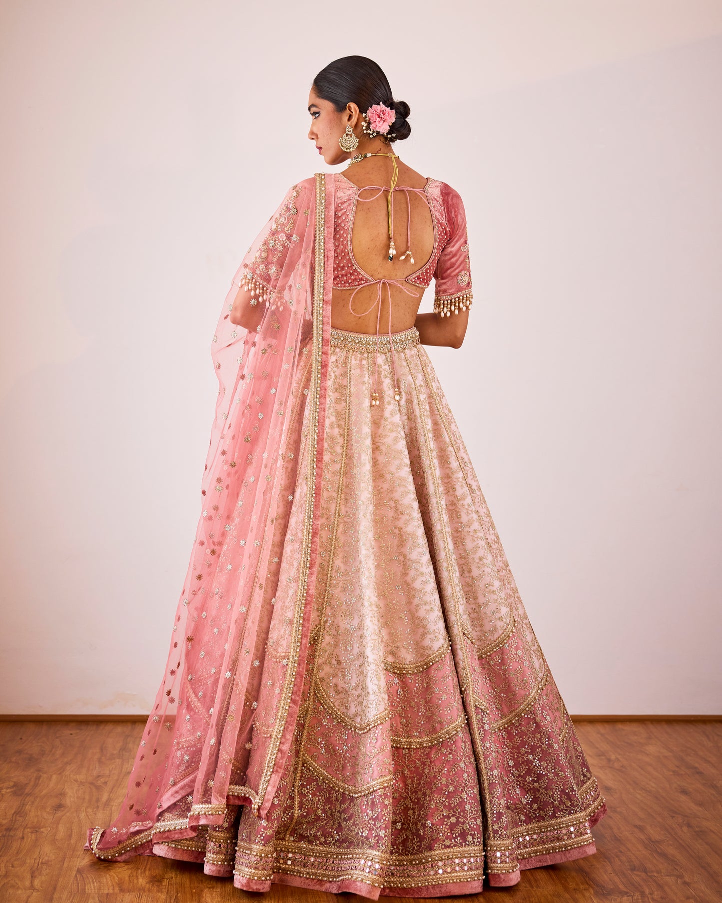 Old rose kalidaar lehenga