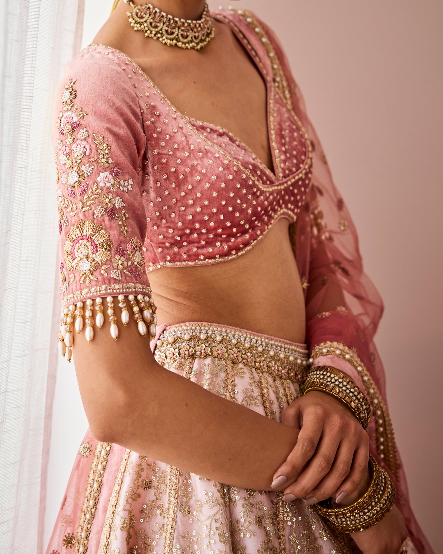 Old rose kalidaar lehenga