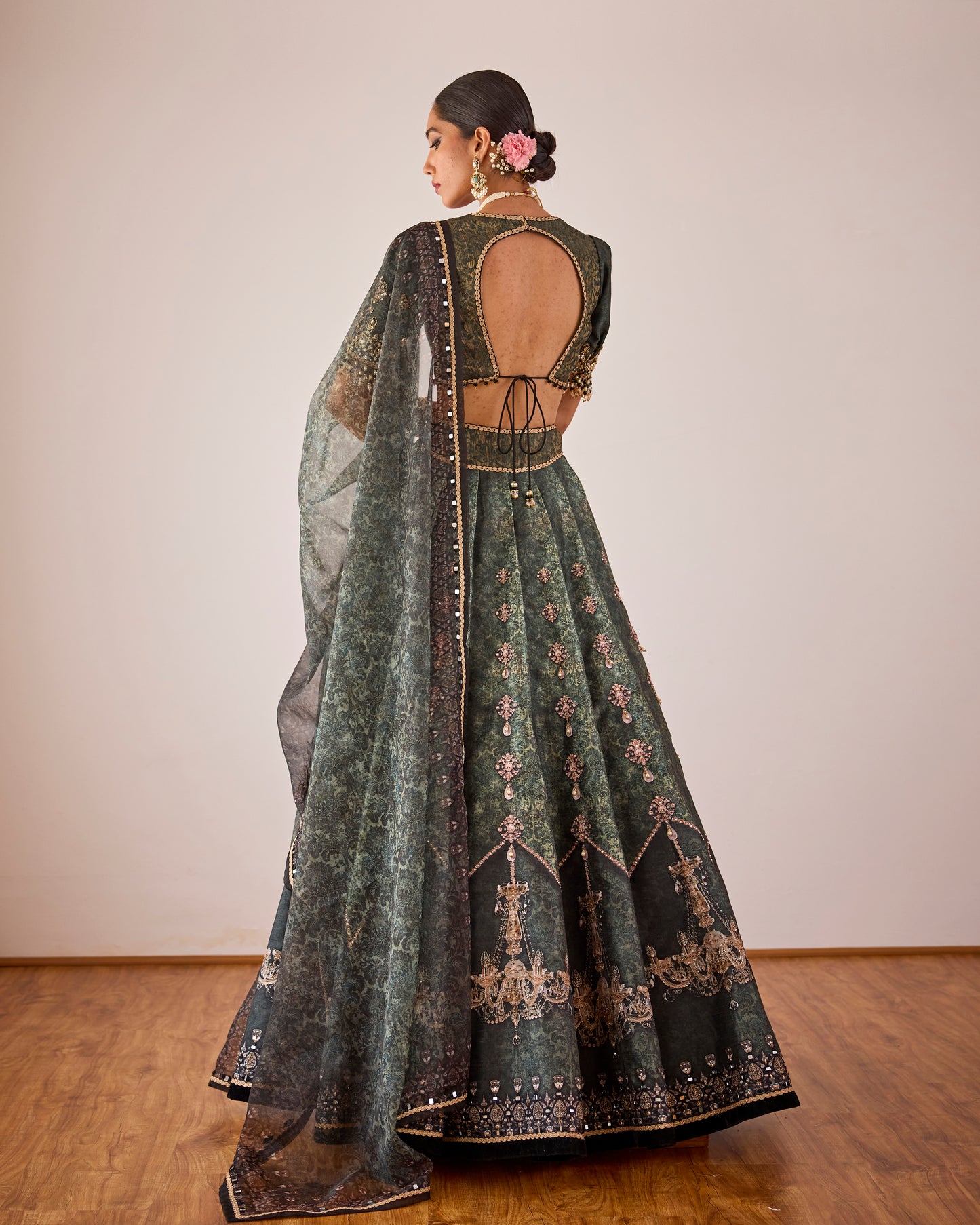 Cedar green 'Waltz with me' lehenga