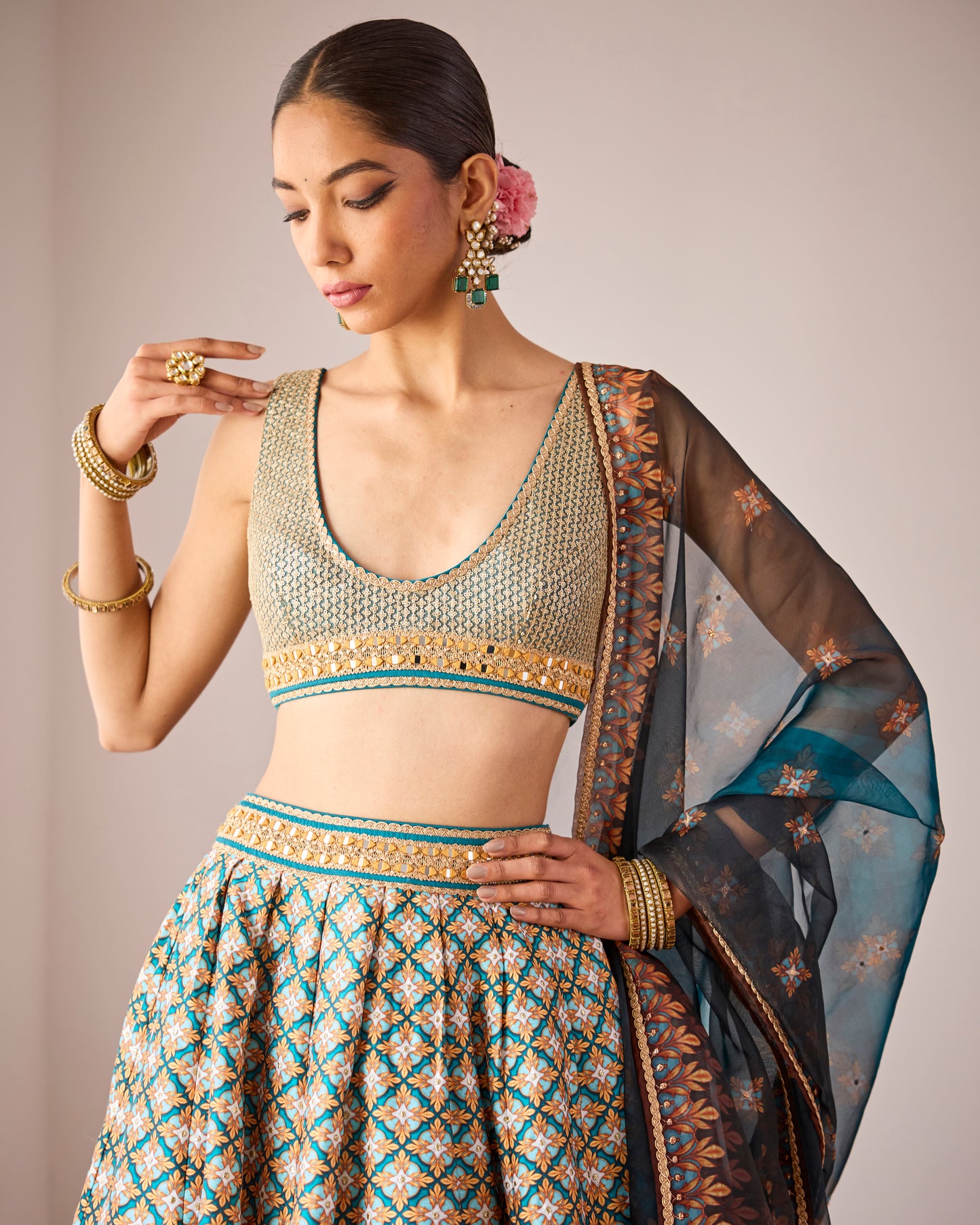 Jewel print lehenga