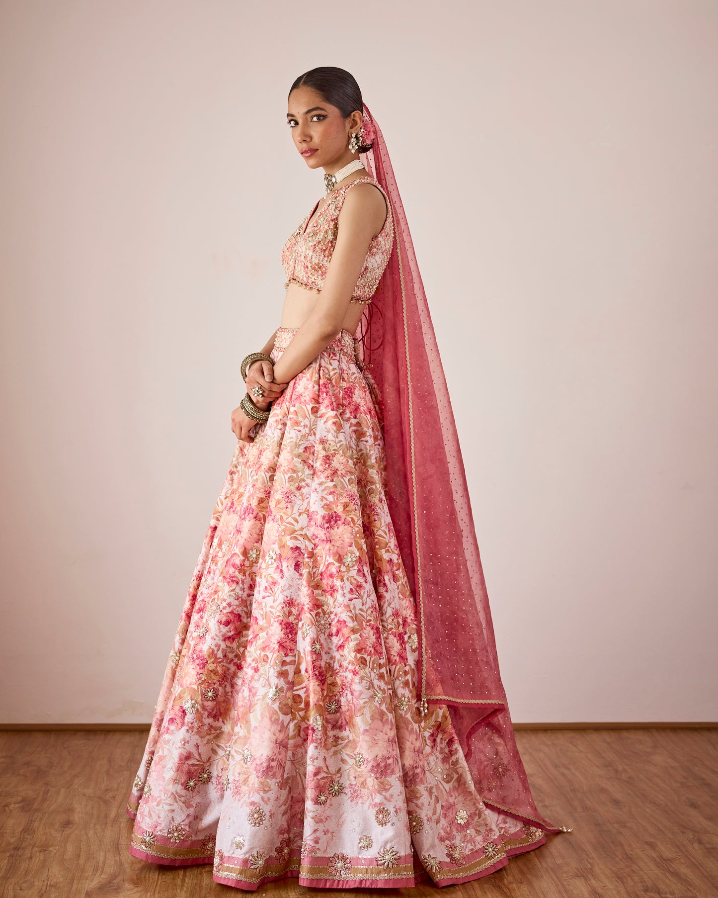 Peonies lehenga