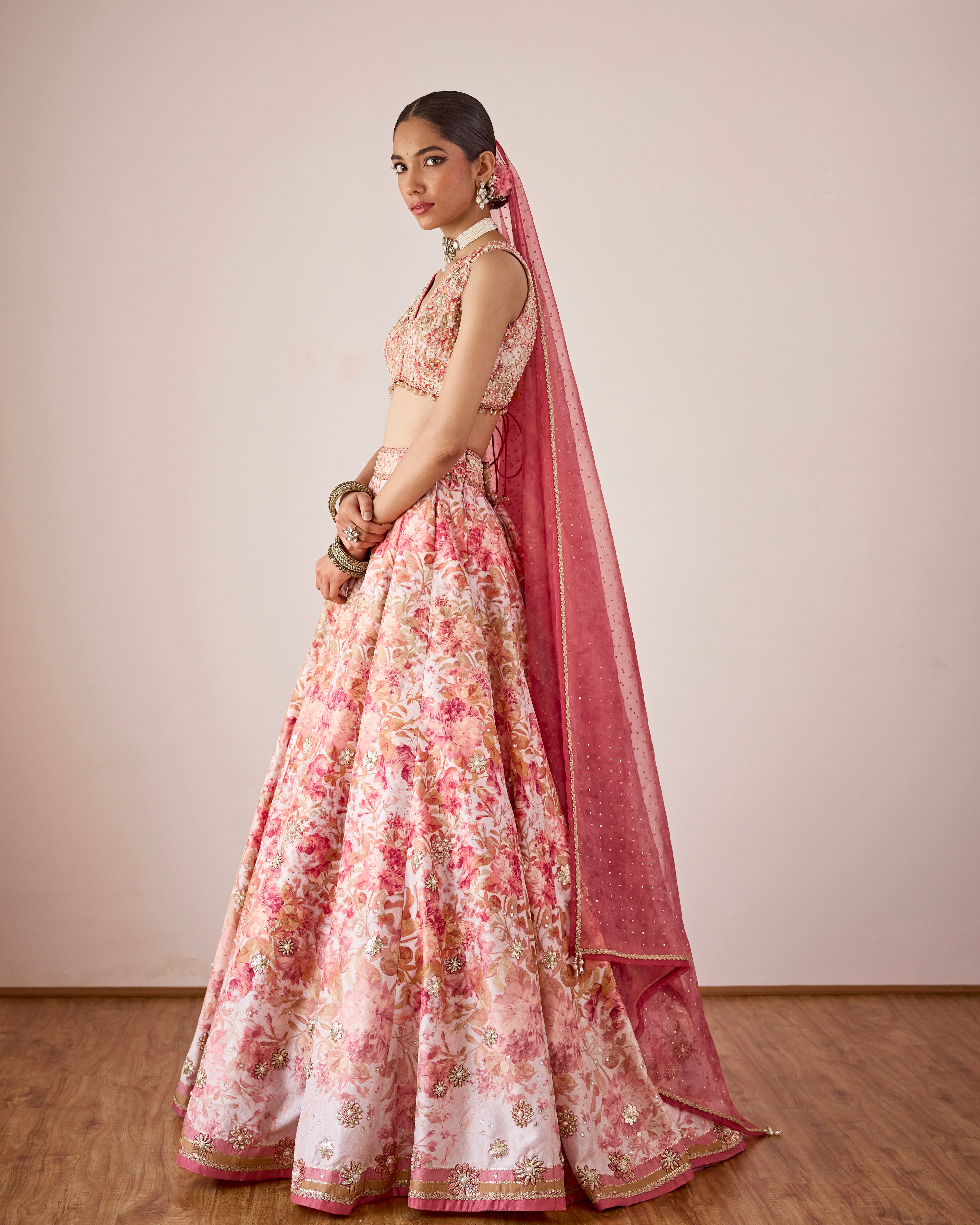Peonies lehenga