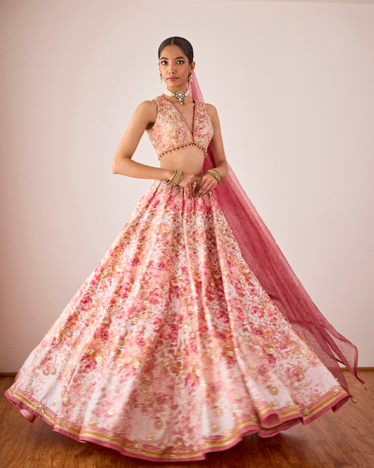 Peonies lehenga