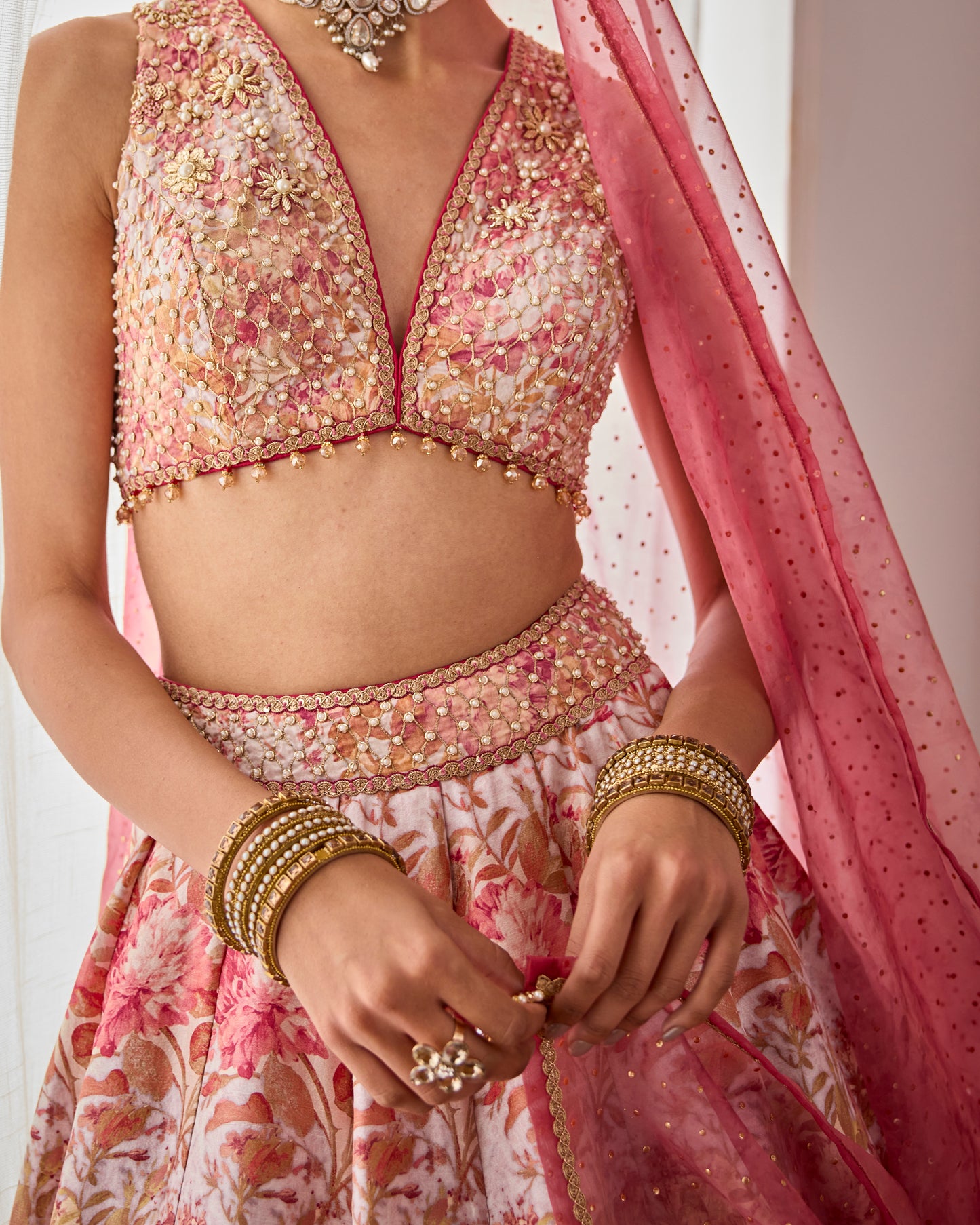 Peonies lehenga