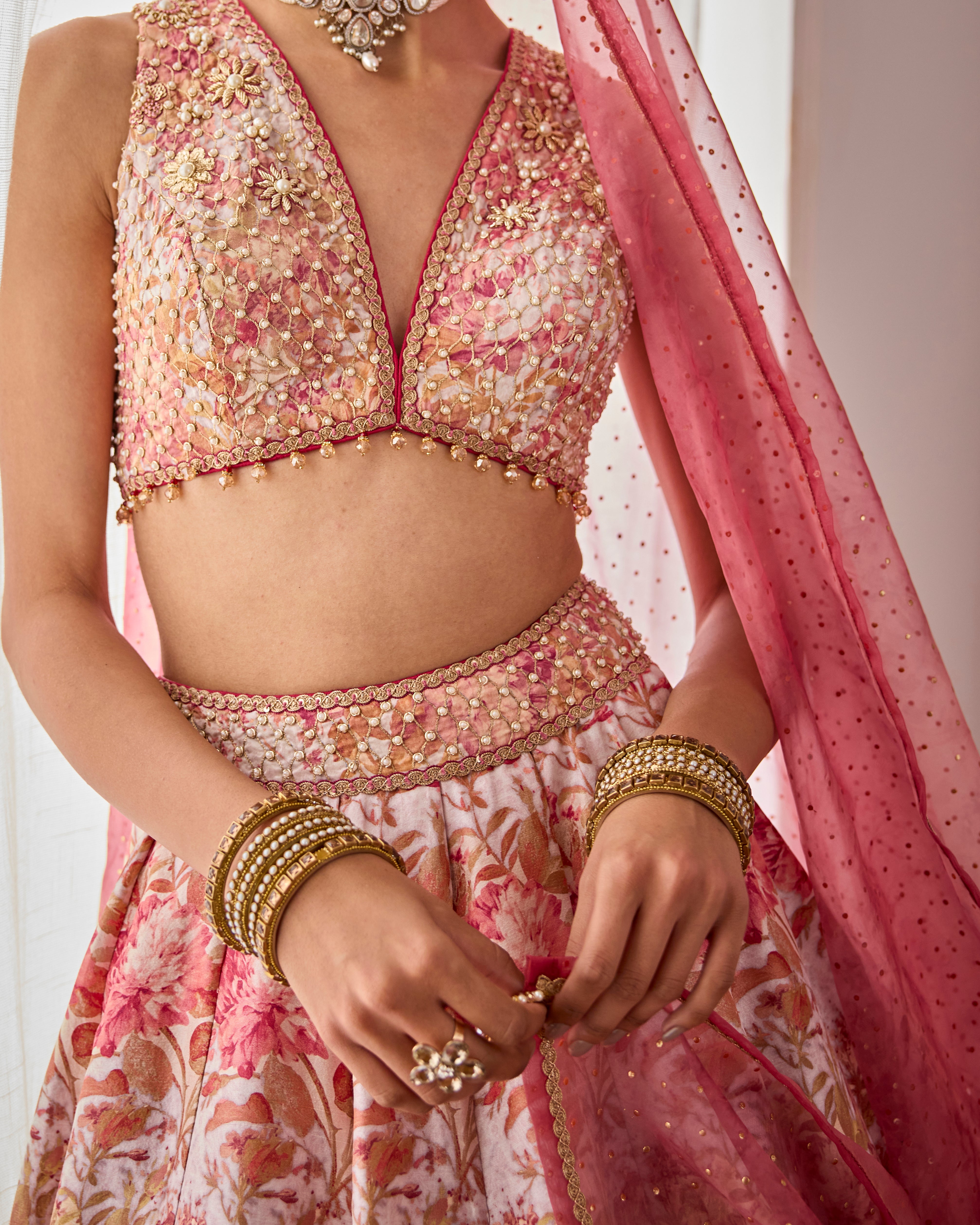 Peonies lehenga