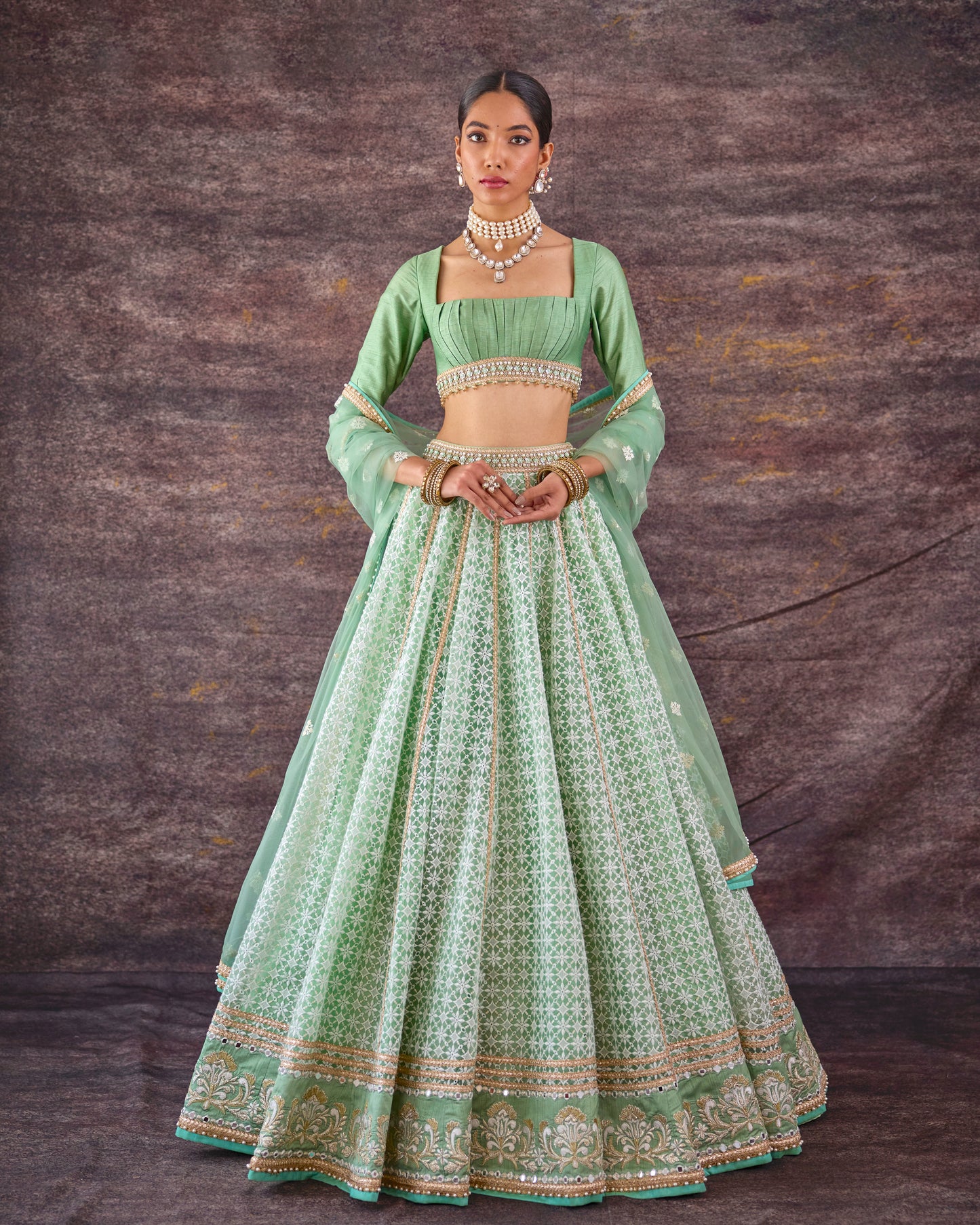 Spring greens lehenga