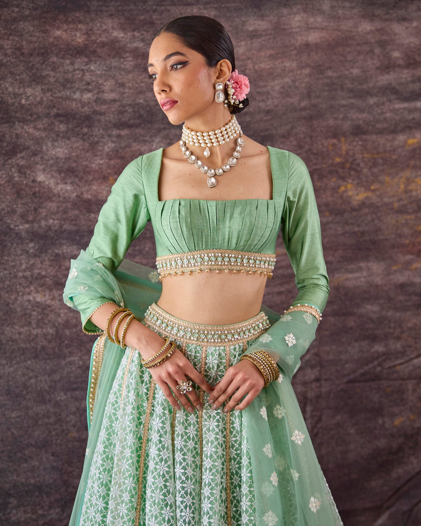 Spring greens lehenga