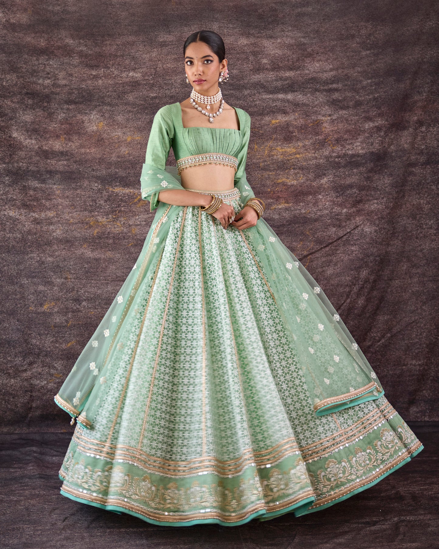 Spring greens lehenga