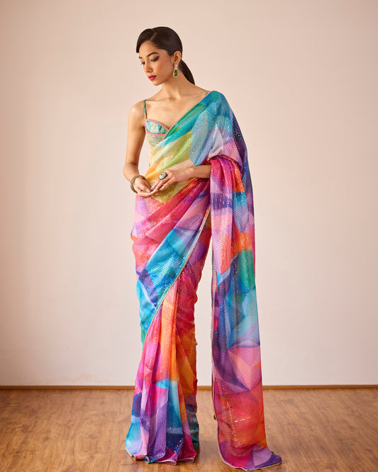Kaleidoscope print saree